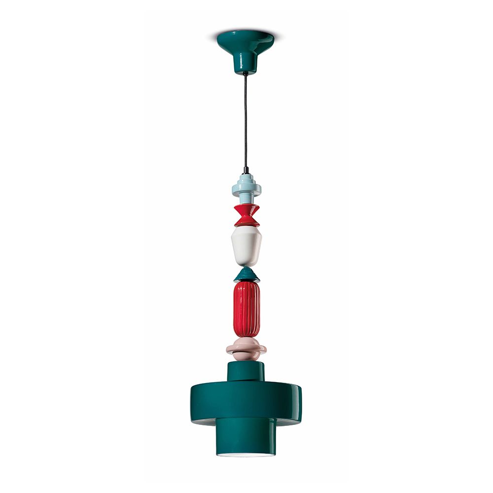Ferroluce Keramik-Hängeleuchte Lariat 74cm in farbenfrohem Design für stilvolle Wohnräume.