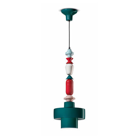 Ferroluce Keramik-Hängeleuchte Lariat 74cm in farbenfrohem Design für stilvolle Wohnräume.