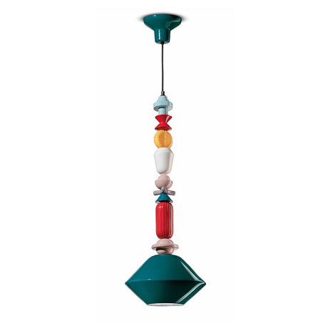 Ferroluce Lariat Hängeleuchte aus Keramik 87cm in bunten Farben und modernem Design.