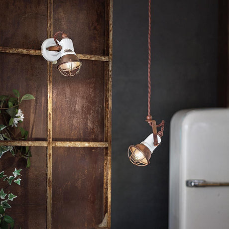 Ferroluce Loft Keramikhängeleuchte Ø 9cm, handgemacht im italienischen Design, ideal für retro Wohnräume.