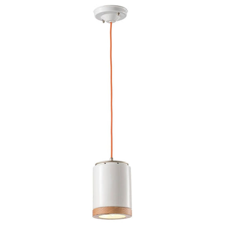 Ferroluce Mateca Hängeleuchte mit Holz-Aufsatz Ø 12,5cm in modernem Design mit Keramik und Holz.