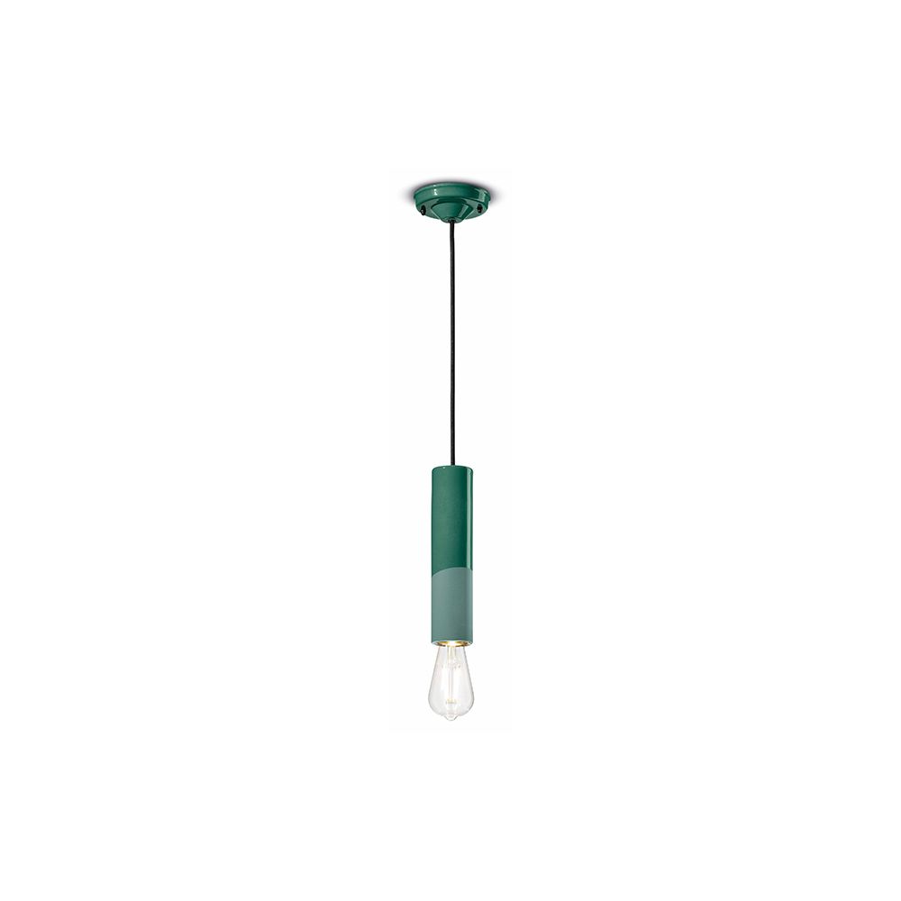 Ferroluce Pi Hängeleuchte 25cm in grün-weißem Design, schlank und modern für jeden Wohnbereich.
