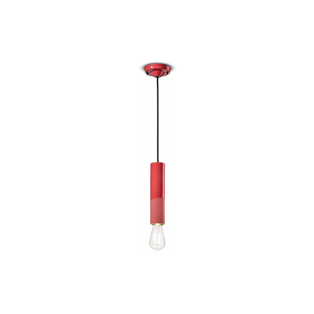 Ferroluce Pi Hängeleuchte 25cm in Rot, schlankes Design für jeden Wohnbereich, elegant und farbenfroh.