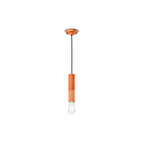 Ferroluce Pi Hängeleuchte 25cm in orange, schlankes Design, perfekt für jeden Wohnbereich.