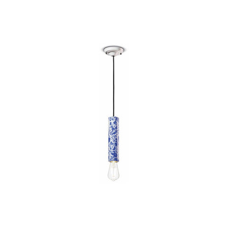 Ferroluce Pi Hängeleuchte 25cm in blauem Design hängt an der Decke und sorgt für stilvolle Beleuchtung.