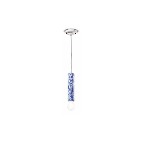 Ferroluce Pi Hängeleuchte 25cm in blauer Ausführung, schmal und farbenfroh, ideal für moderne Wohnbereiche.