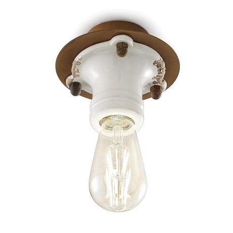 Ferroluce Pipes Deckenlampe Weiß Retro Deckenleuchte in Metall und Keramik für den Wohnbereich