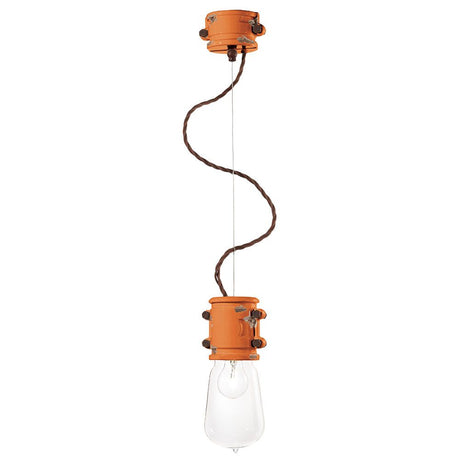 Ferroluce Urban Hängeleuchte Ø 12cm in Vintage-Design mit flexibler Aufhängung und Glühbirne.