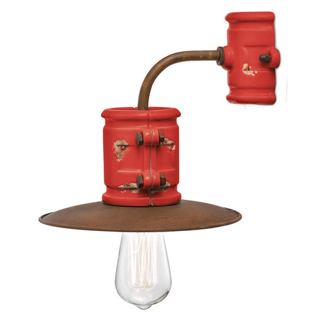 Ferroluce Urban Keramik-Wandleuchte 25cm mit vintage rotem Design und Metallbeleuchtung.