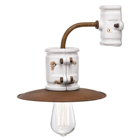 Ferroluce Urban Keramik-Wandleuchte 25cm in Vintage-Design mit rustikalem Metallschirm.