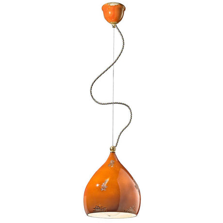 Ferroluce Vague-Vintage Hängelampe Ø 24cm in orange für stilvolle Küchen und Wohnräume.