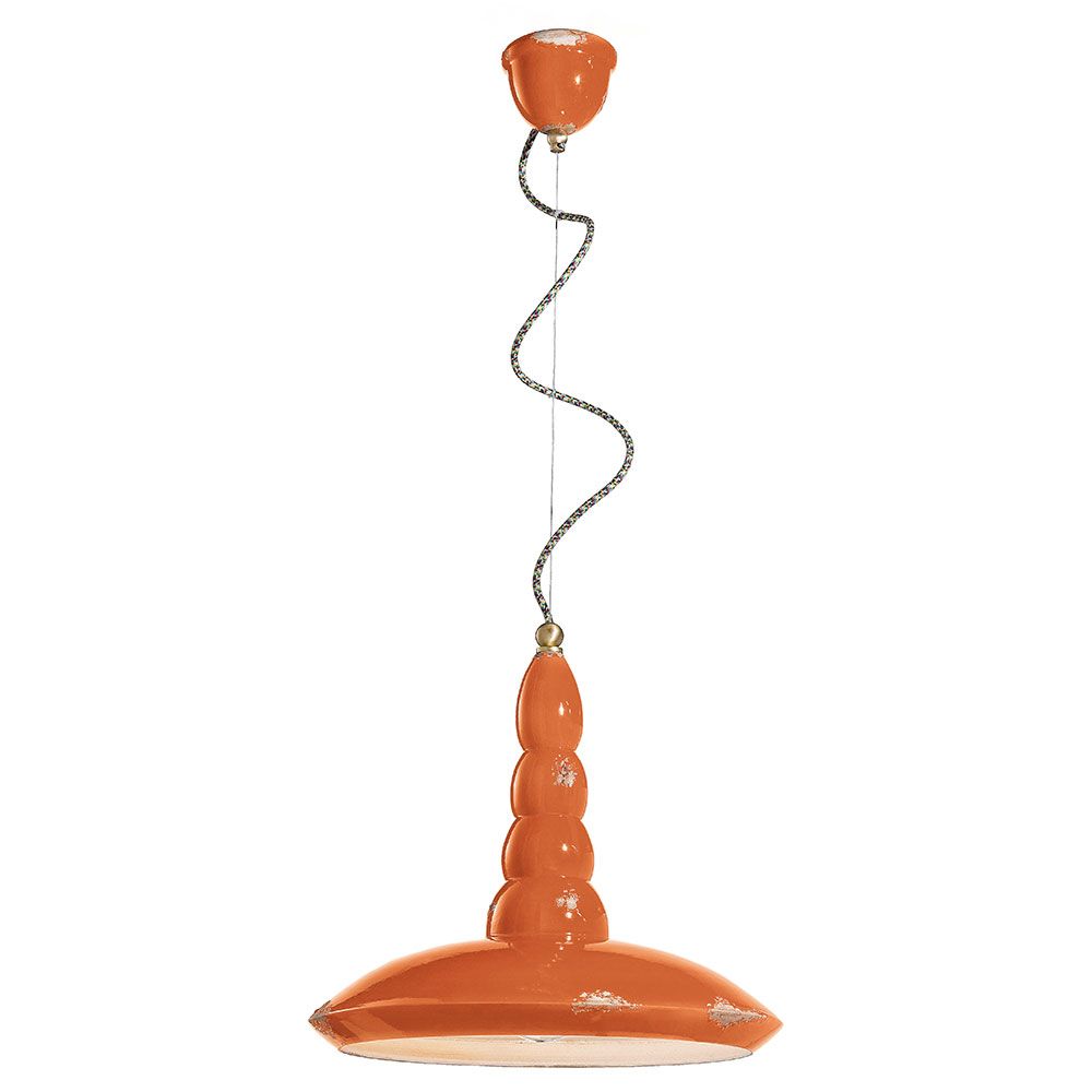 Ferroluce Vague-Vintage Hängeleuchte Ø 40cm in Orange, ideal für Küchen und Wohnzimmer.