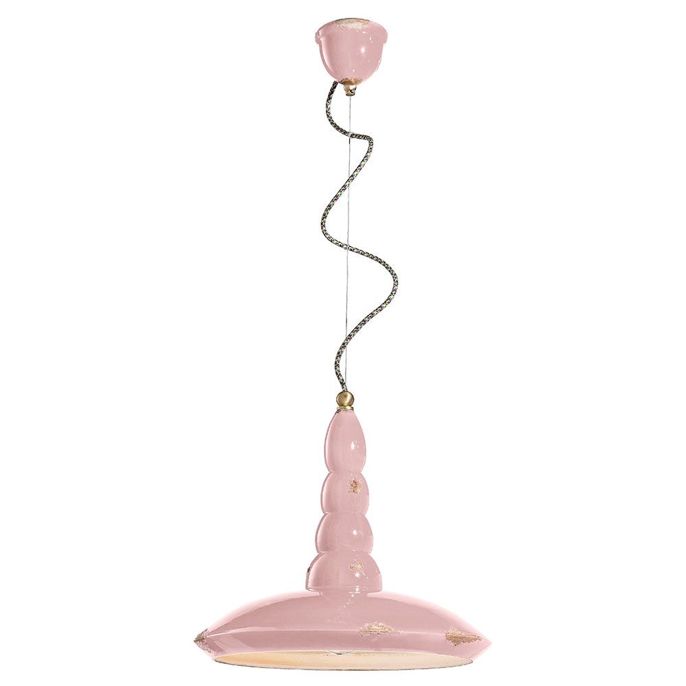 Ferroluce Vague-Vintage Hängeleuchte Ø 40cm in zartem Rosa, ideal für stilvolle Einrichtungen.