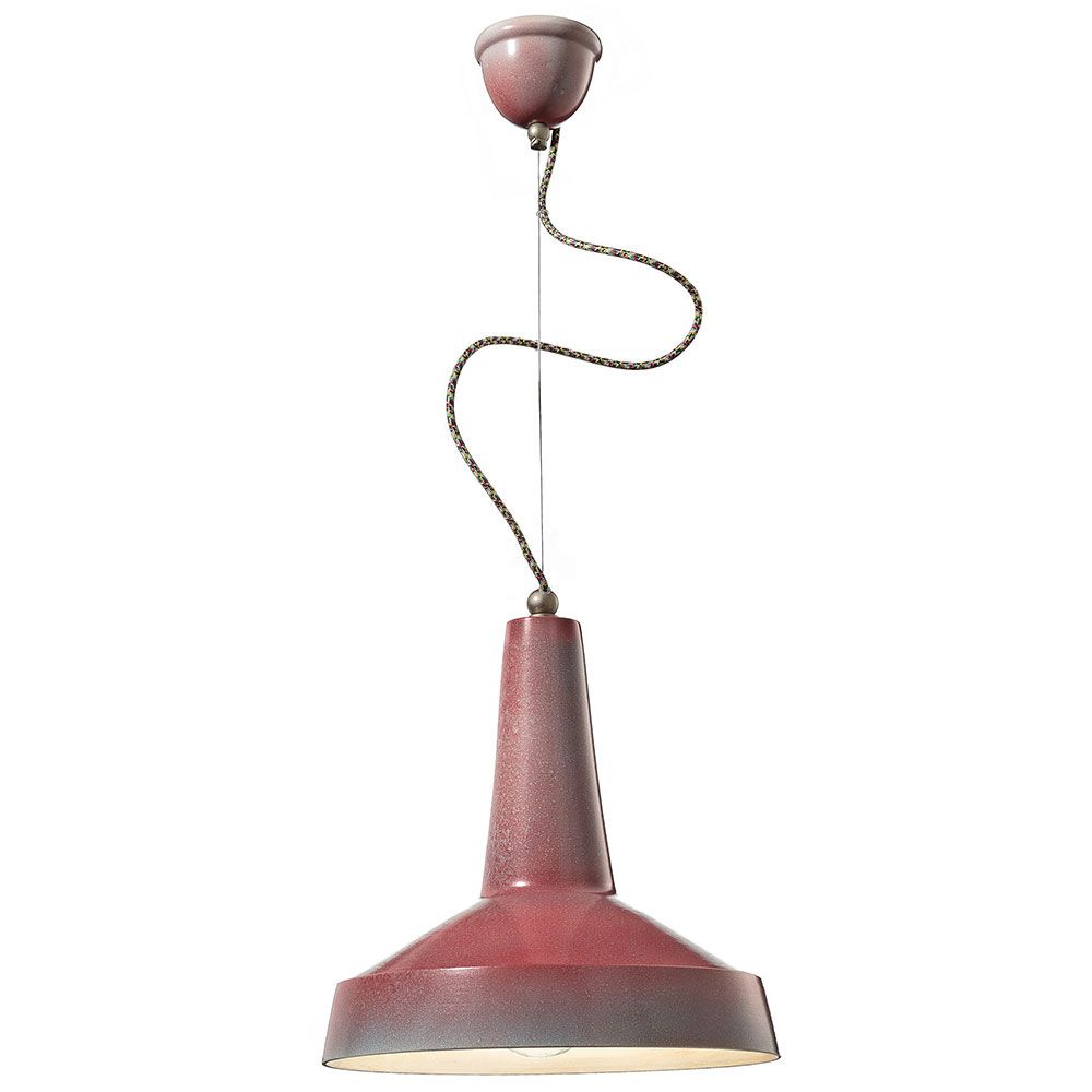 Ferroluce Vague-Vintage Hängeleuchte aus Keramik Ø 35cm in Rosatönen, perfekte industrielle Pendelleuchte.