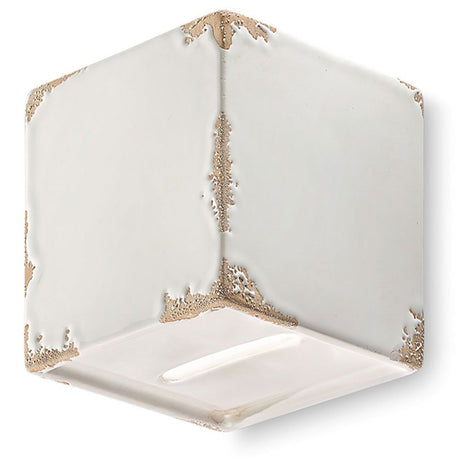 Ferroluce Vague-Vintage Wandleuchte aus Keramik im klaren Würfel-Design, elegante Wandlampe für indirekte Beleuchtung.
