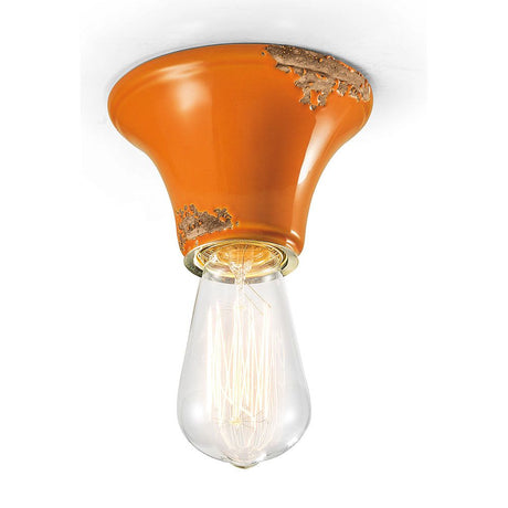 Ferroluce Vintage Deckenleuchte Ø 12,5cm in Orange mit einzigartigem Design und vintage Stil.