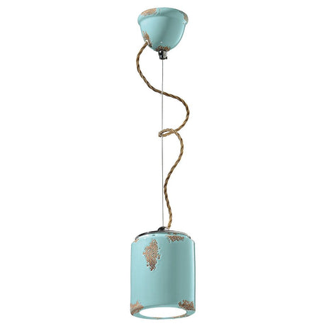 Ferroluce Vintage Hängeleuchte Ø 12,5cm in mintgrün mit Vintage-Design, ideal für Küchen- oder Wohnzimmertische.