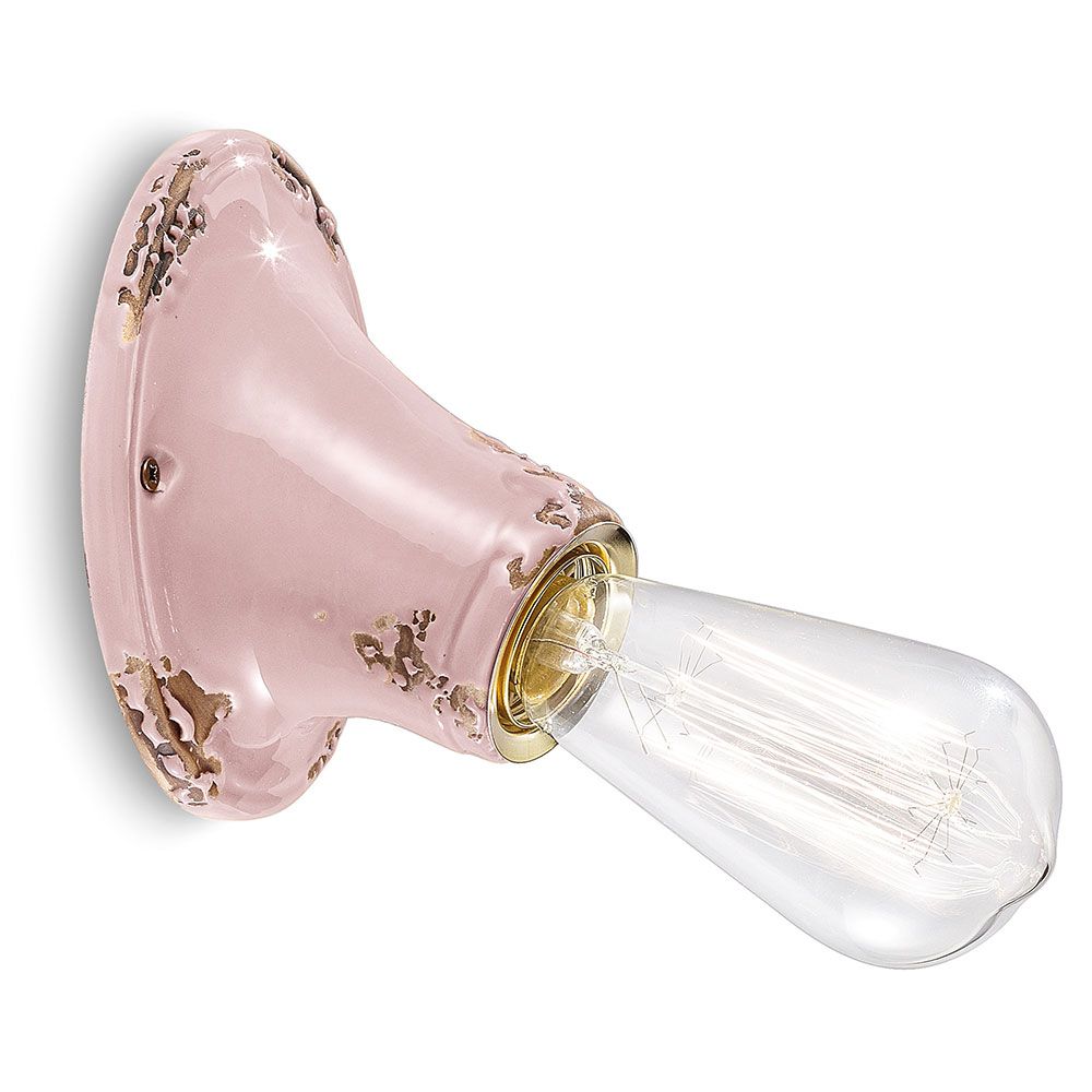 Ferroluce Vintage Wandlampe in Rosé mit einzigartigem Design und nostalgischem Flair.