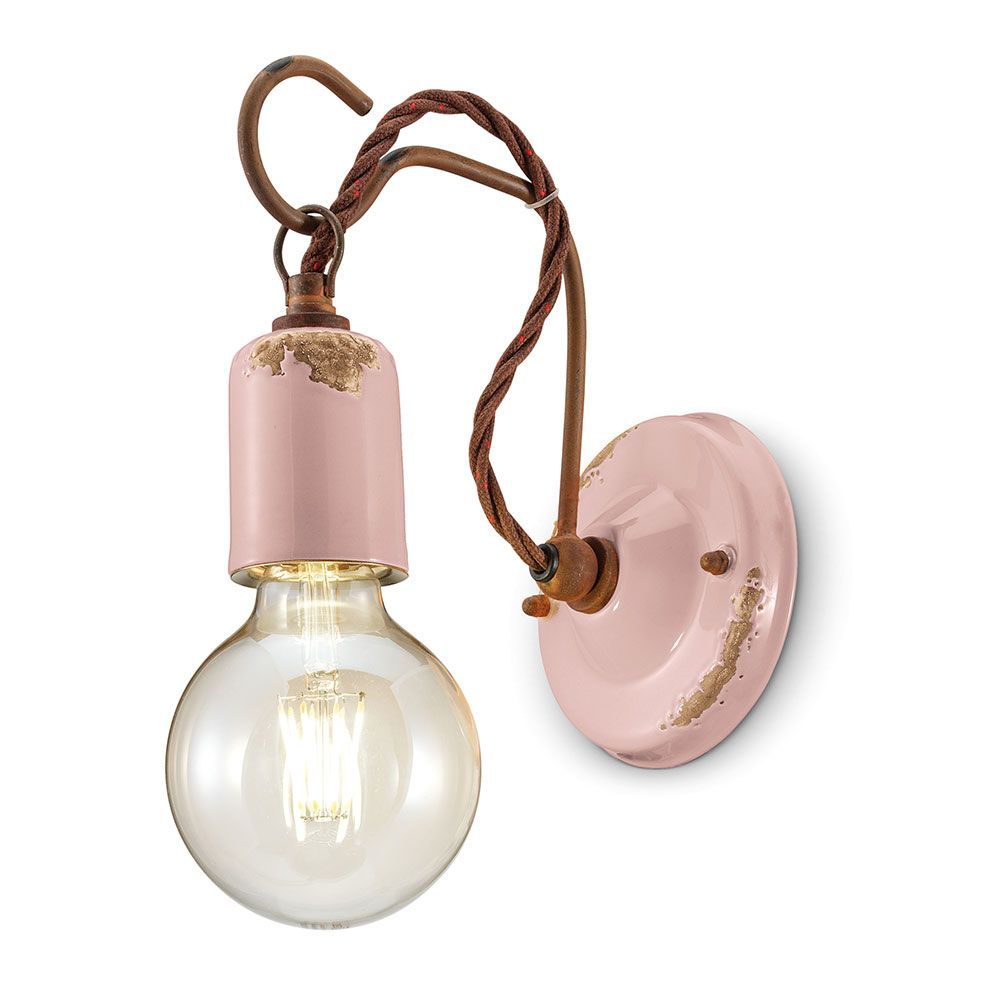 Ferroluce Vintage Wandleuchte mit industriellem Design und vintage Leuchtmittel, harmonisches Licht für den Raum.