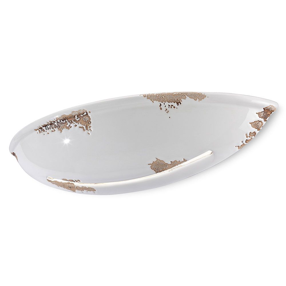 Ferroluce Vintage Wandleuchte aus Keramik, schalenförmige Wandlampe mit eleganten Mustern und indirekter Beleuchtung.