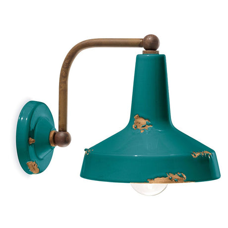 Ferroluce vegglampe Vintage i keramikk i turkis med klassisk design og håndlaget finish.