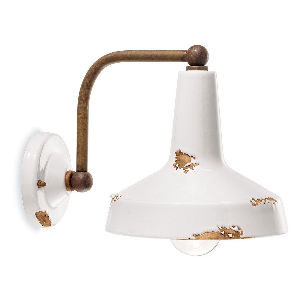 Ferroluce Wandleuchte Vintage aus Keramik in klassischer Form und Farbauswahl, handgearbeitetes italienisches Design.