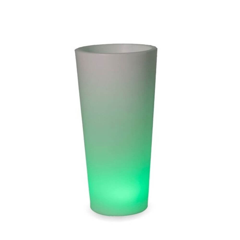 Ficus leuchtender LED Blumentopf mit Akku und Fernbedienung in modernem Design mit grünem Licht.
