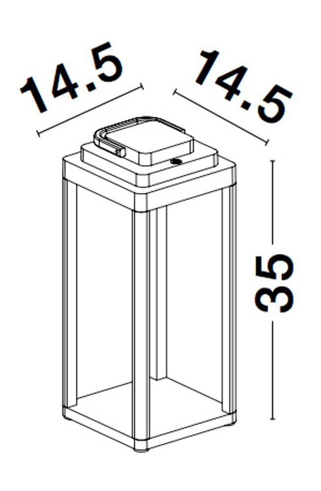 Maßzeichnung der Figi LED Außenstehleuchte 3000K, anthrazit, für den Außenbereich.