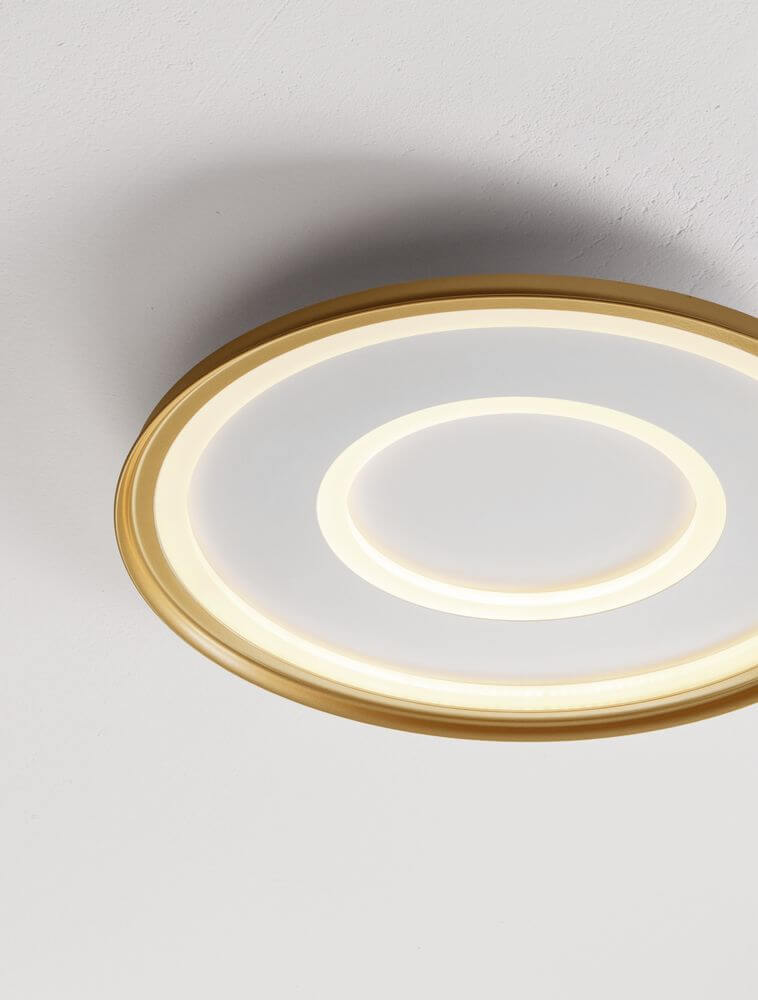 Figin LED Deckenleuchte 2-flammig 2700 5000K Weiß, Gold mit modernem Design und dimmbarer Lichtfarbe.
