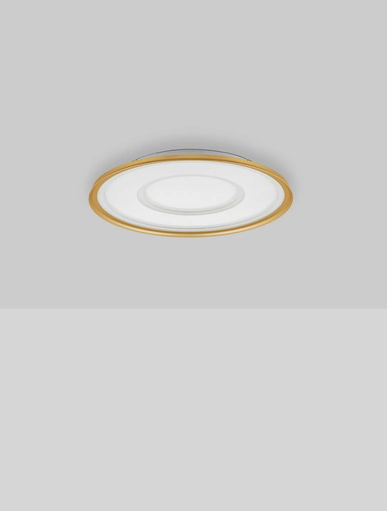 Figin LED Deckenleuchte 2-flammig 2700 5000K Weiß, Gold an einem grauen Hintergrund.