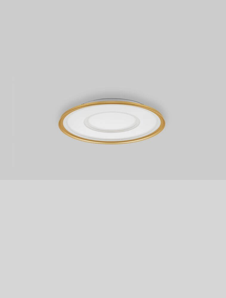 Figin LED Deckenleuchte 2-flammig 2700 5000K Weiß, Gold in elegantem Design mit goldener Umrandung.