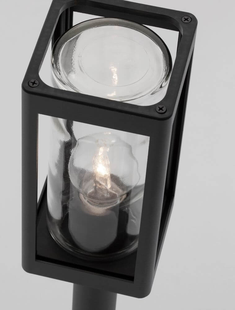 Figo Außensockelleuchte Dunkelgrau IP54 aus Aluminium und Glas mit modernem Design.