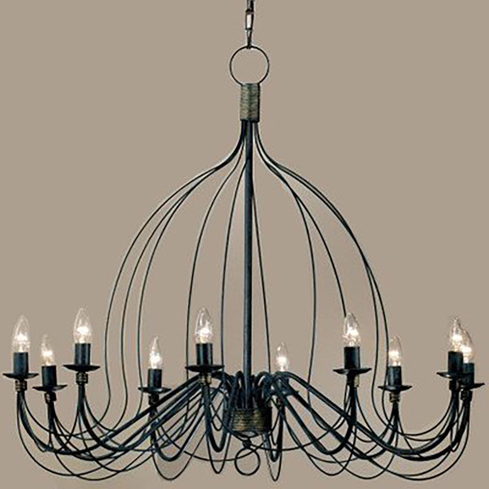 Filo Krone 10-flammig Blau-Schwarz Ø 100cm elegante Deckenleuchte mit kunstvollem Design