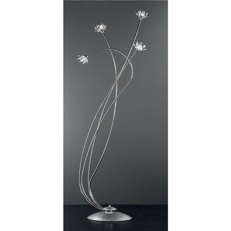 Lampada da terra Fiorella in argento, a 4 luci, con bracci cromati, 173 cm, dal design elegante e finitura argentata.