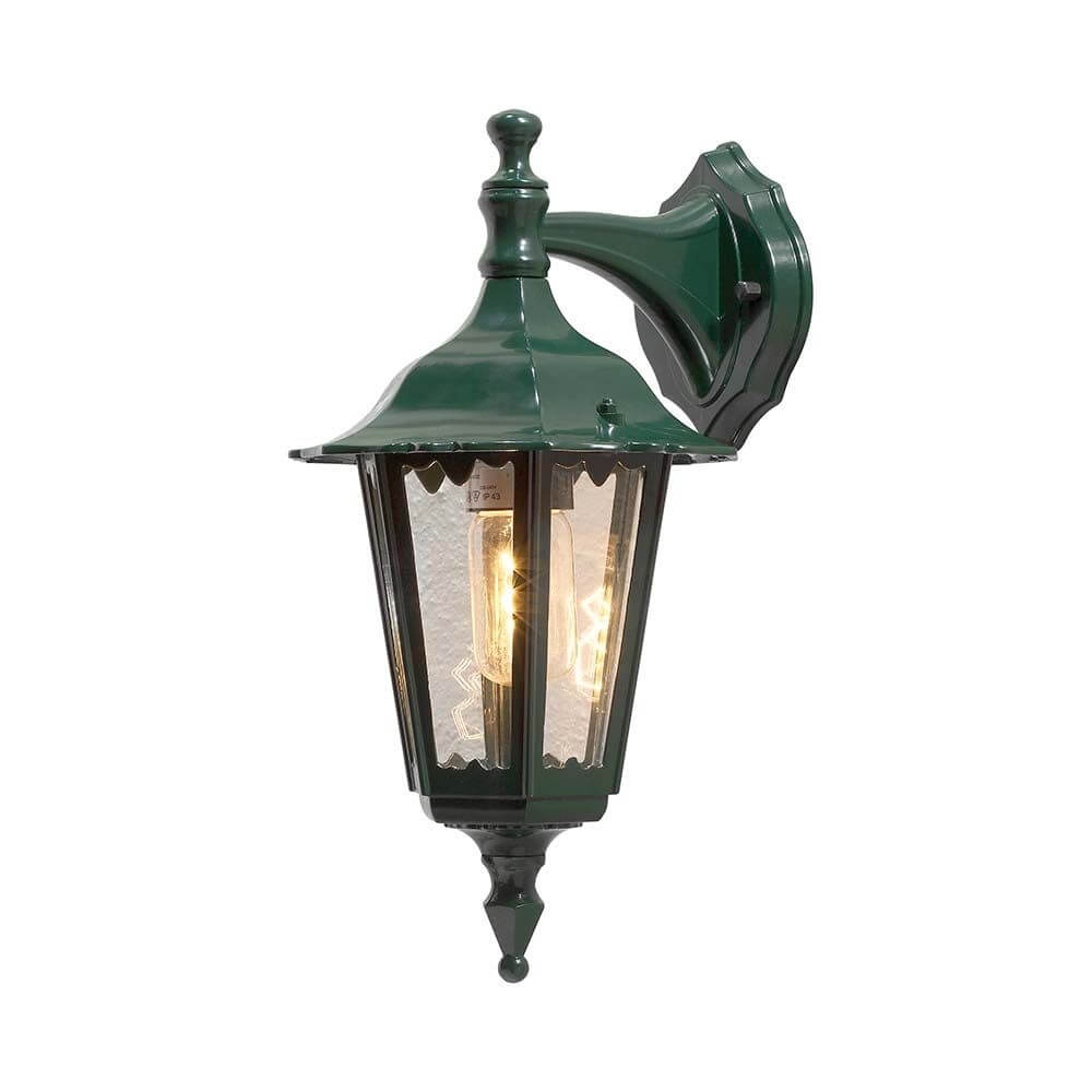 Firenze lykt utendørs vegglampe grønn, klart glass med elegant design og klart glass for uteområder.