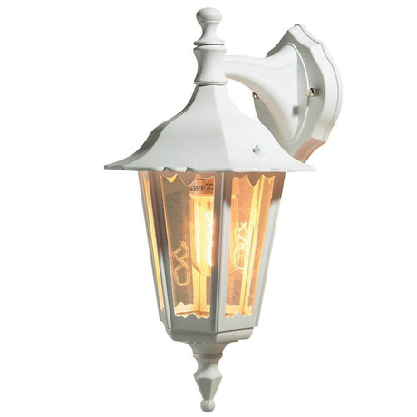 Applique da esterno Firenze bianca, vetro trasparente con luce calda per aree esterne.