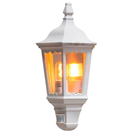 Candeeiro de parede exterior Firenze com sensor, branco, iluminação exterior elegante com sensor de 140° e alcance de 8 m.