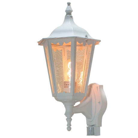 Luz de parede externa Firenze com sensor de movimento Branco, vidro claro com sensor de 180° e alcance de 8 m.