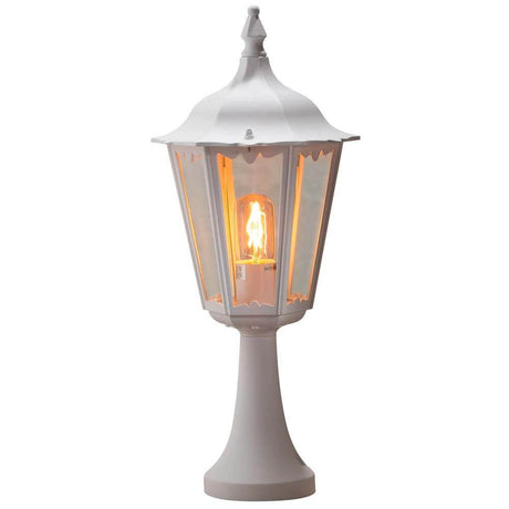 Firenze pollare Vit, klart glas med elegant design och varmt ljus för stilfulla utomhusmiljöer.