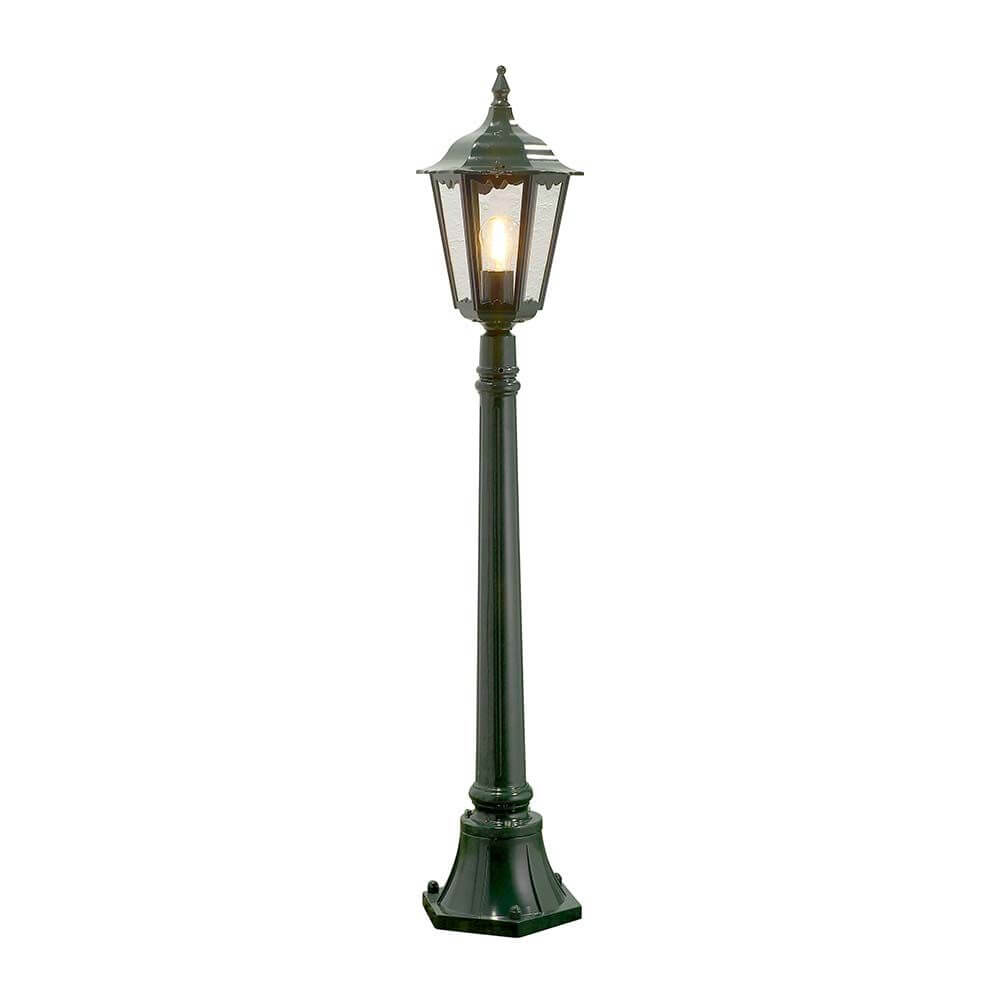 Wegeleuchte Firenze 120cm IP43 Grün, klares Glas - elegante Gartenleuchte mit klarem Glas und grünem Design.