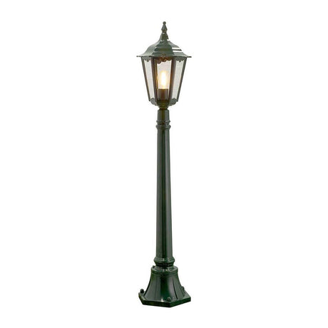 Lampada da percorso Firenze 120 cm IP43 verde, vetro trasparente - elegante lampada da giardino con vetro trasparente e design verde.