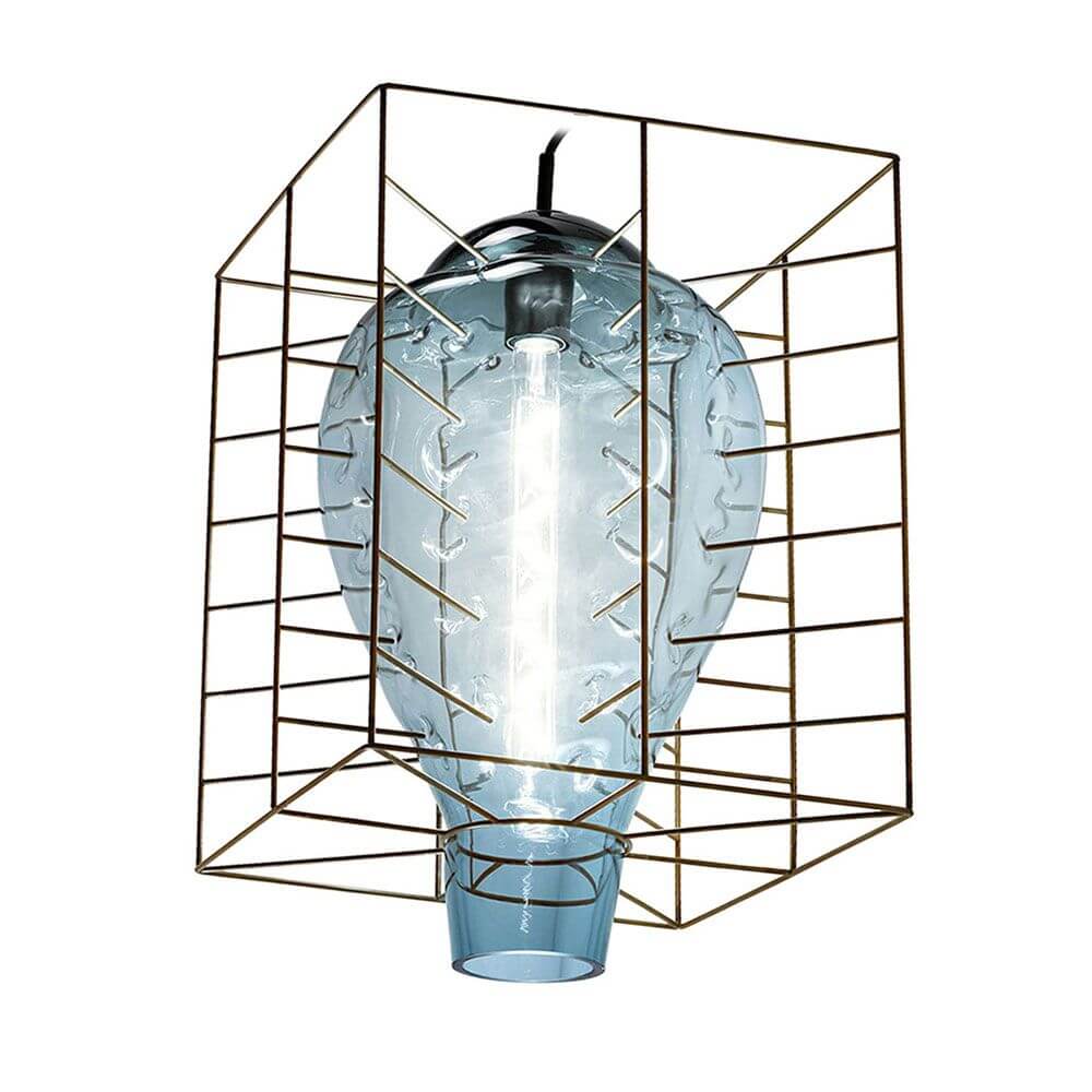 Attimo Außen-Hängelampe IP44 Muranoglas mit handgefertigtem Muranoglas und Stahl-Rahmen in stilvollem Design.