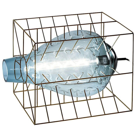 Attimo Tischlampe Muranoglas im Käfig mit Stahl-Rahmen und geschmolzenem Glas für einen eindrucksvollen Look.