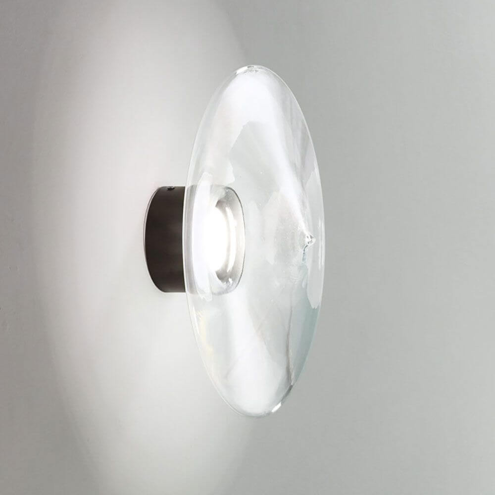 Desideria LED Decken- & Wandleuchte Klar, Schwarz mit elegantem, handgefertigtem Borosilikat-Glas.