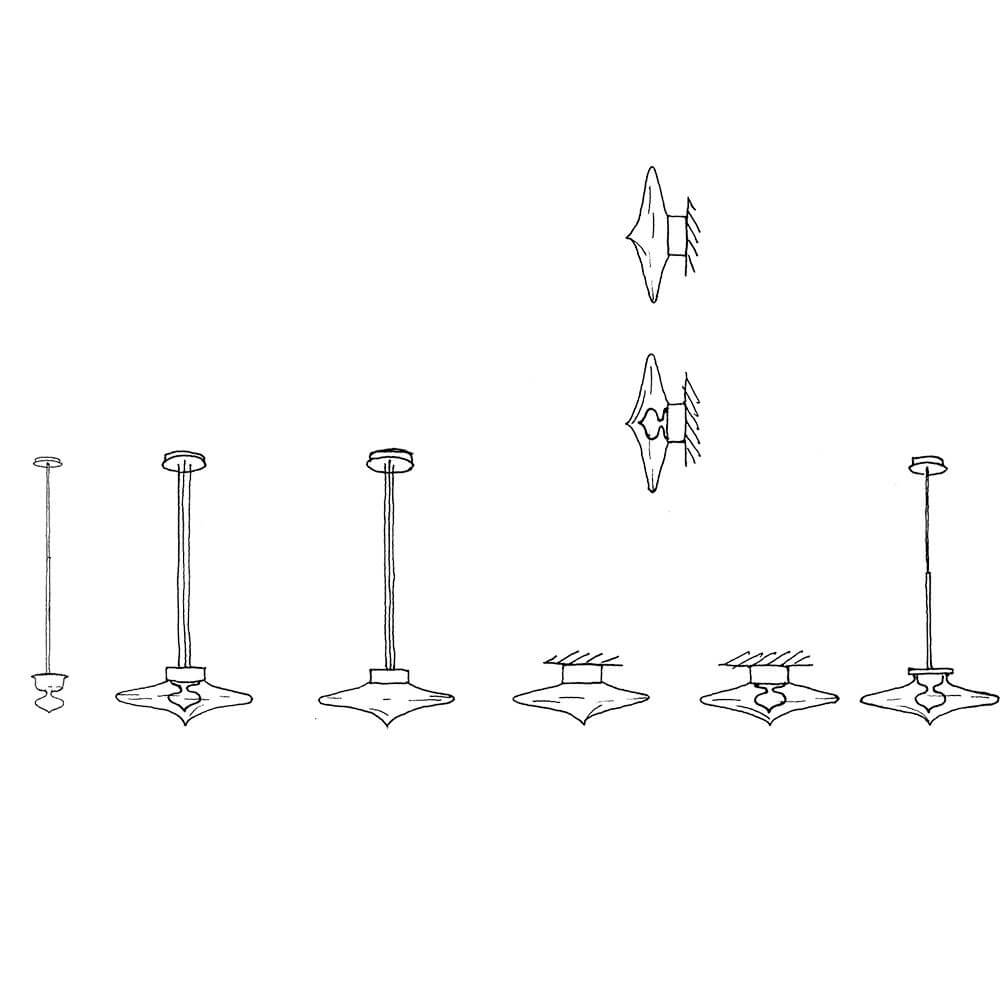 Designskizze der Desideria LED Decken- & Wandleuchte Klar, Schwarz in verschiedenen Varianten