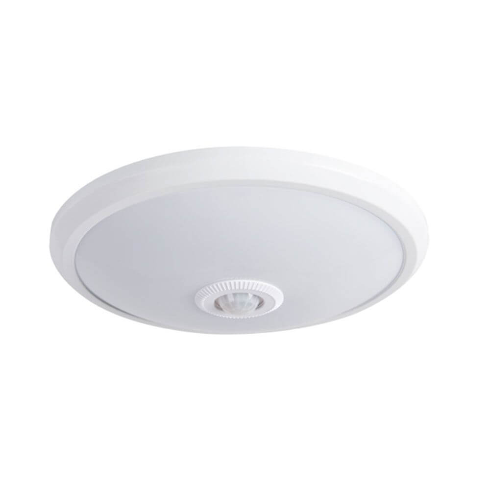 Fogler Sensor LED Deckenleuchte Ø 29cm 800lm Weiß mit Bewegungssensor und modernem Design.