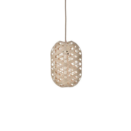 Forestier banana leaf pendant light Capsule in natural with organic design and handwoven lampshade.