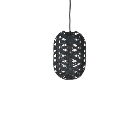 Forestier banana leaf pendant light Capsule in black, organically woven and elegantly designed.