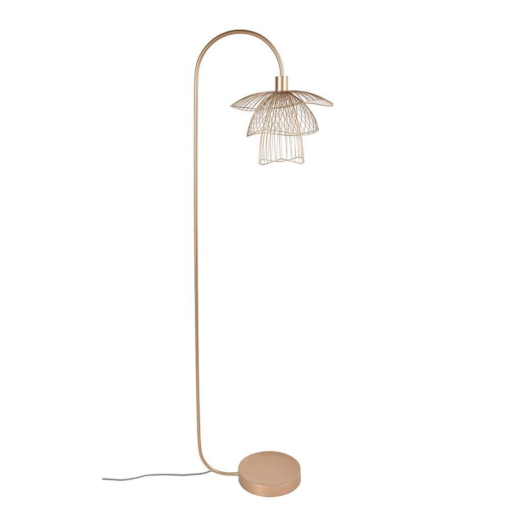 Forestier Design-Stehlampe Papillon 145cm mit luftiger Silhouette und poetischem Lampenschirm aus Metalldraht.