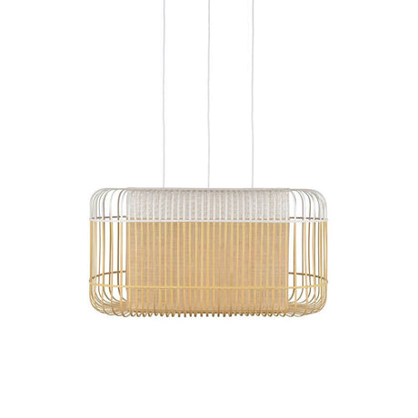 Forestier Esstisch-Hängeleuchte Bamboo Oval in modernem Design mit Bambuslatten und schlichten Zen-Stil.